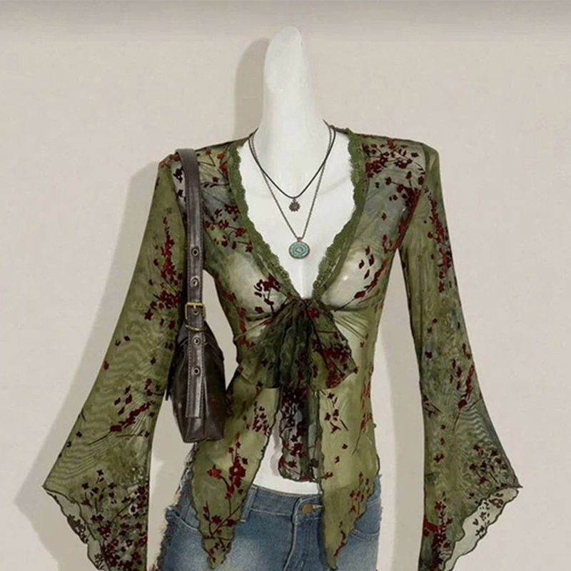 Romper Floral Print - Camisas Vintage Florais em Malha para