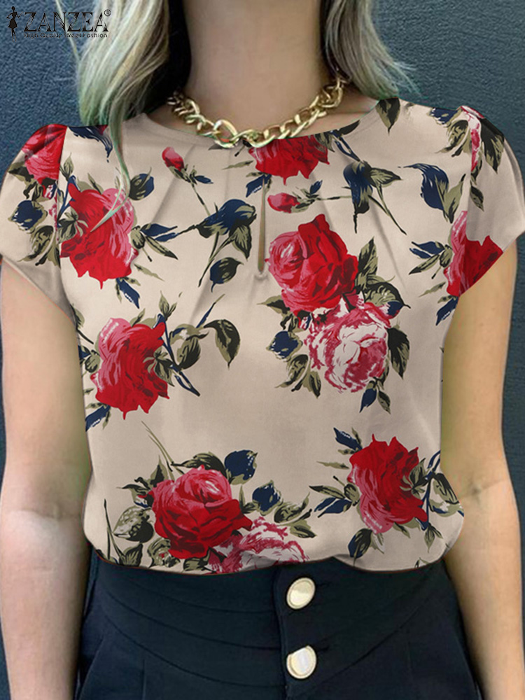 Romper Floral Print - Zanzea verão boêmio manga curta floral