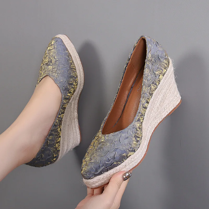 Sapatos de Salto Alto com Plat - Wedge Espadrille Women avaliação e preço