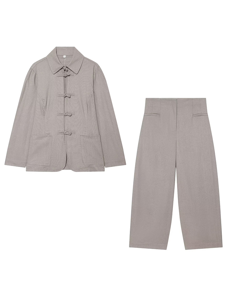 Conjunto Elegante de Jaqueta d - Linen Pant Wide avaliação e preço
