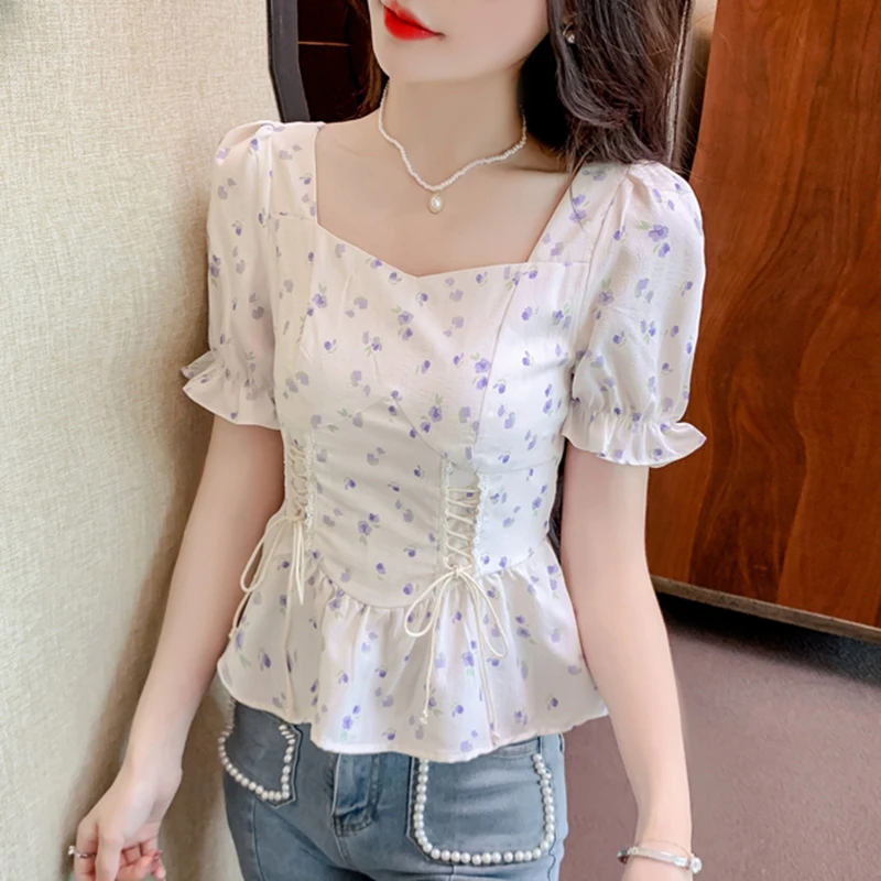 Blusas Vintage de Verão Estamp - Romper Floral Print avaliação e preço