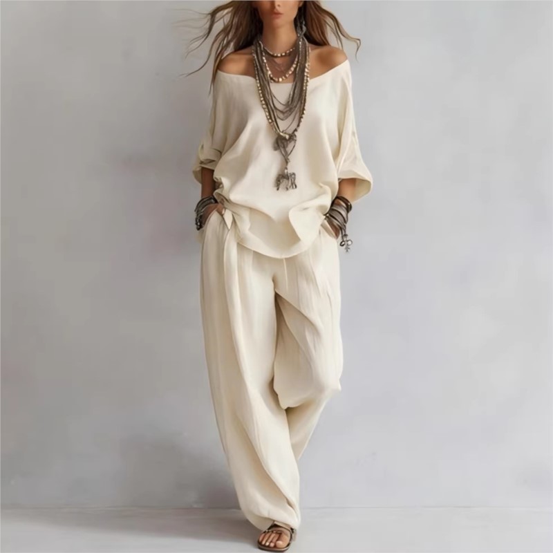 Conjunto Feminino de Duas Peça - Linen Pant Wide avaliação e preço