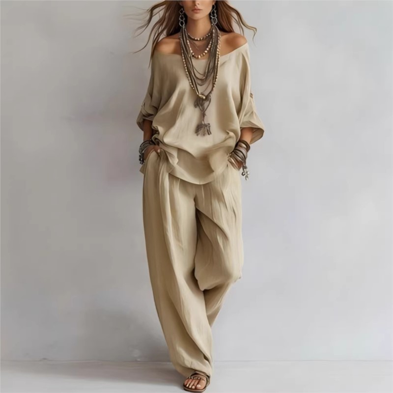 Conjunto Feminino de Duas Peça - Linen Pant Wide avaliação e preço