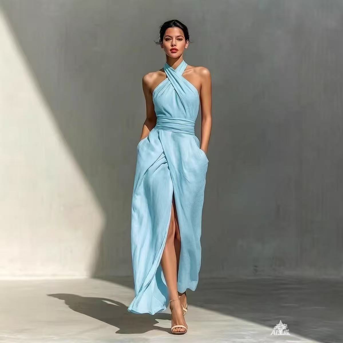 Vestido longo boho elegante co - Maxi Dress Halter avaliação e preço