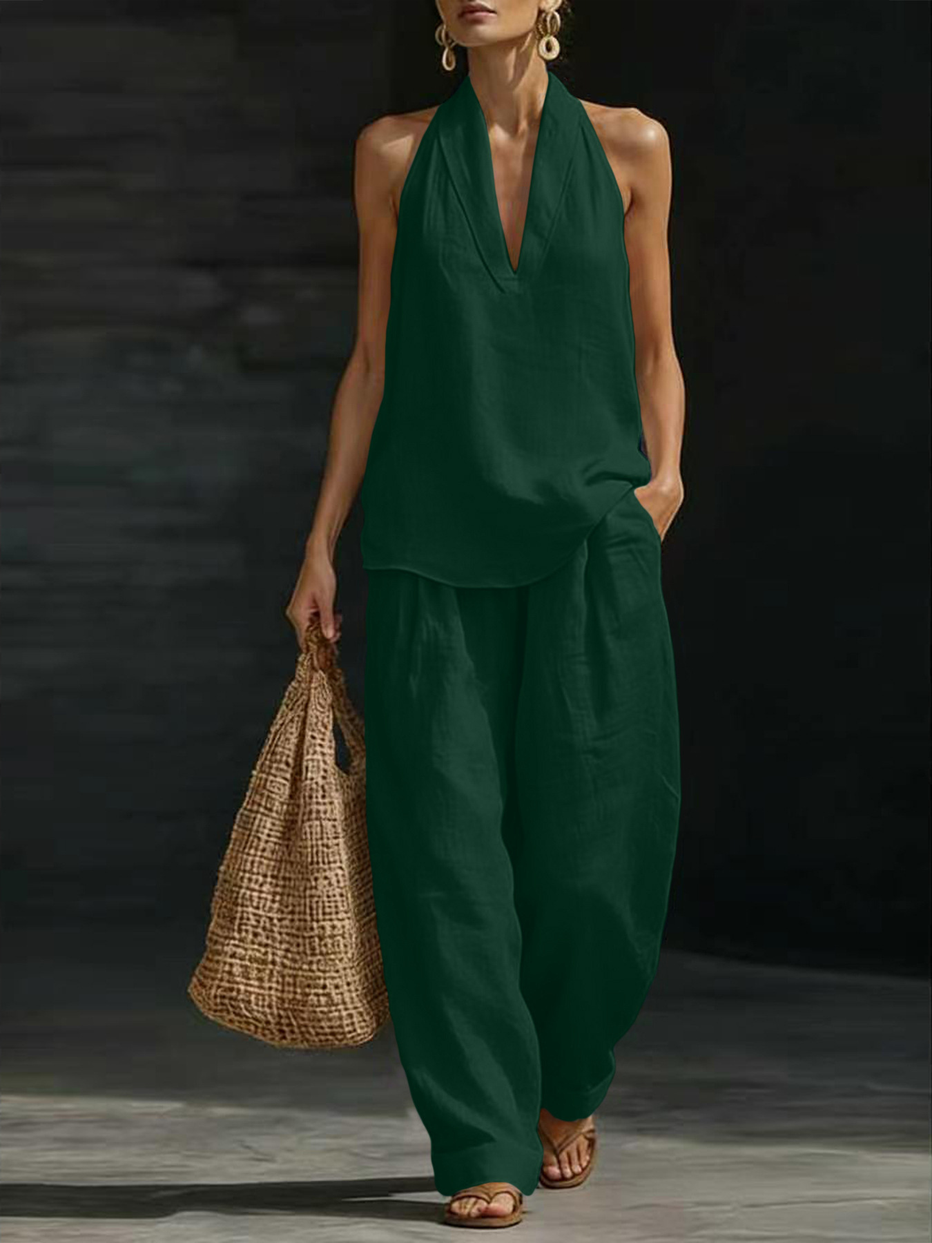 Conjunto Feminino de Linho 2 P - Linen Pant Wide avaliação e preço